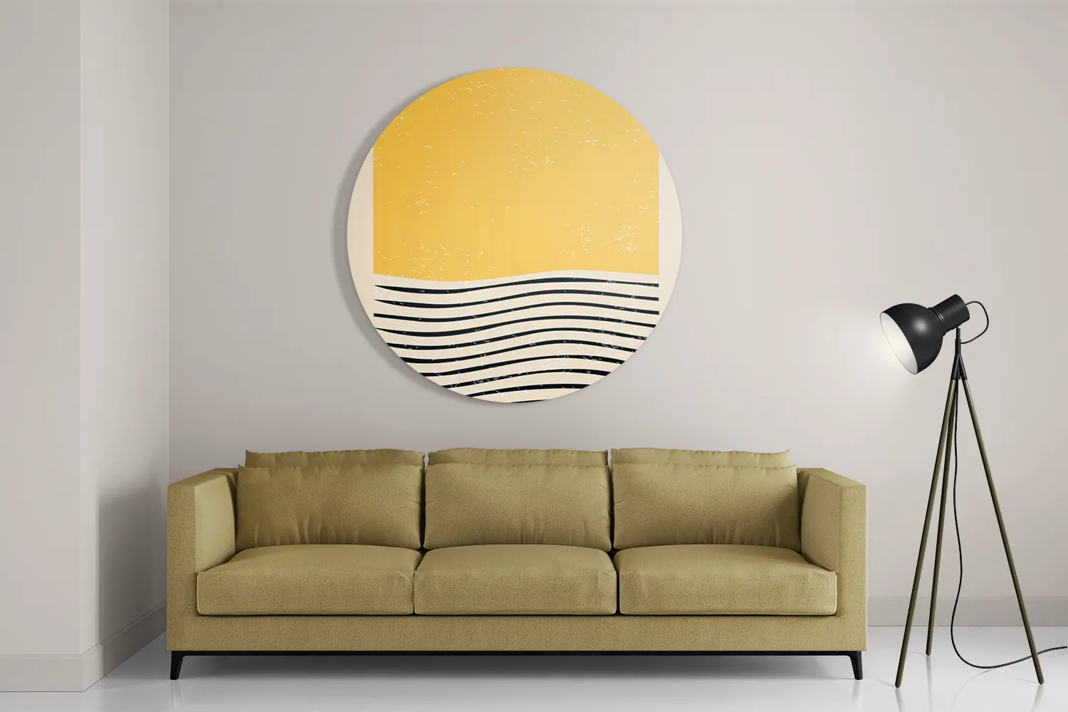 Schilderij Scandinavisch Basis Geel Rond – Muurcirkel Template TP DB Rond Abstract 10 2