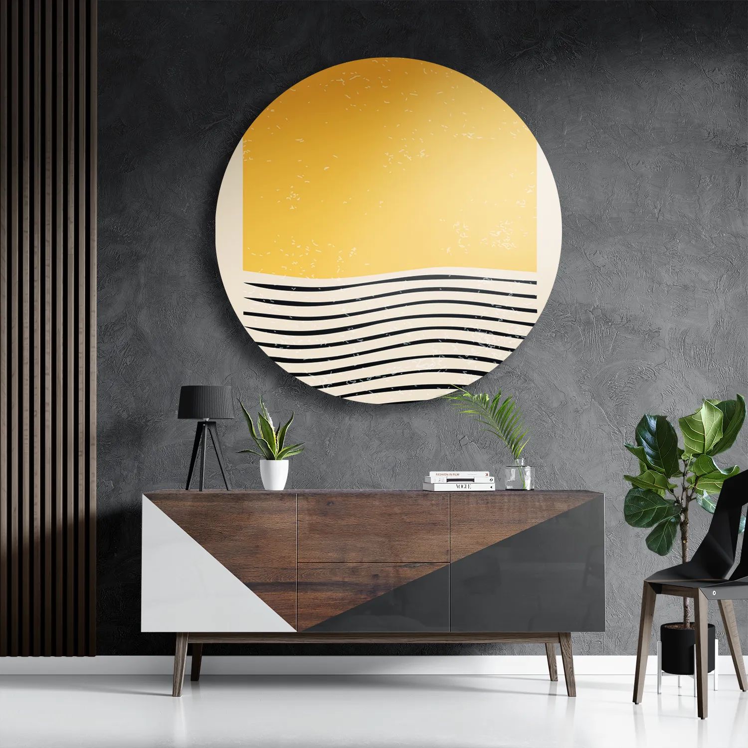 Schilderij Scandinavisch Basis Geel Rond – Muurcirkel Template TP DB Rond Abstract 10 3