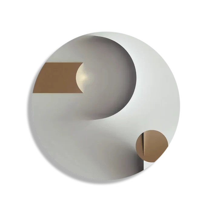 Schilderij Scandinavisch Wit met Goudkleurig Element 03 Rond – Muurcirkel Template TP DB Rond Abstract 101 1