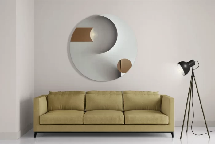 Schilderij Scandinavisch Wit met Goudkleurig Element 03 Rond – Muurcirkel Template TP DB Rond Abstract 101 2
