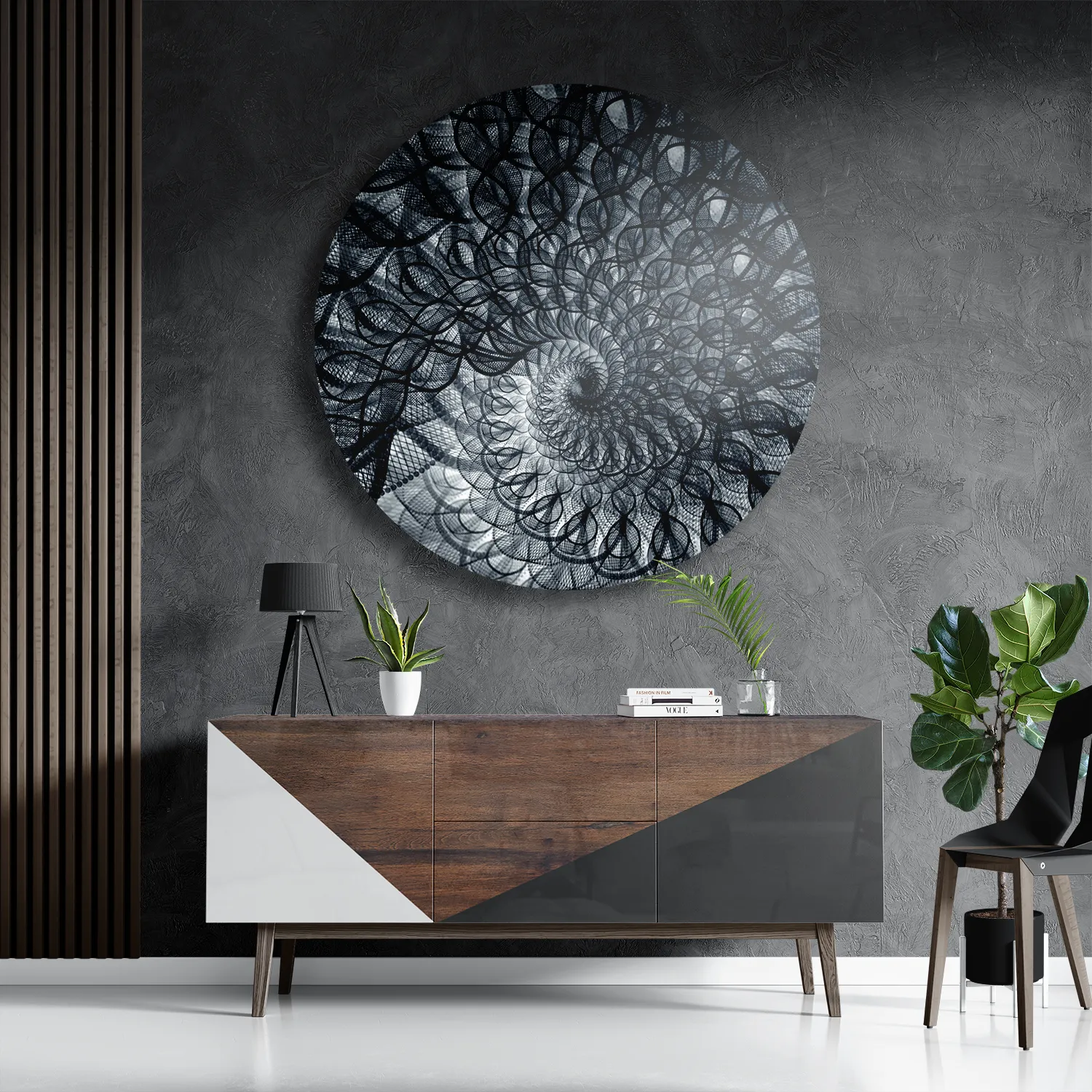 Template_TP_DB_Rond_Abstract_107-3 Schilderij Zwart Witte Spiraaltunnel Rond – Muurcirkel Template TP DB Rond Abstract 107 3