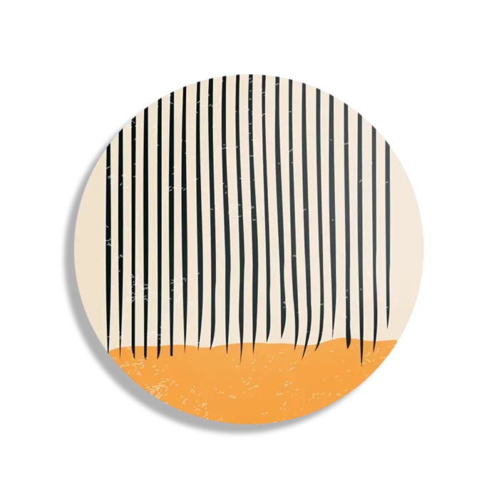 Schilderij Scandinavisch Oranje Zwart Rond – Muurcirkel Template TP DB Rond Abstract 115 1