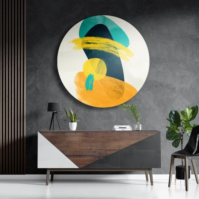 Schilderij Scandinavisch Design Kleurrijk Rond – Muurcirkel Template TP DB Rond Abstract 117 3