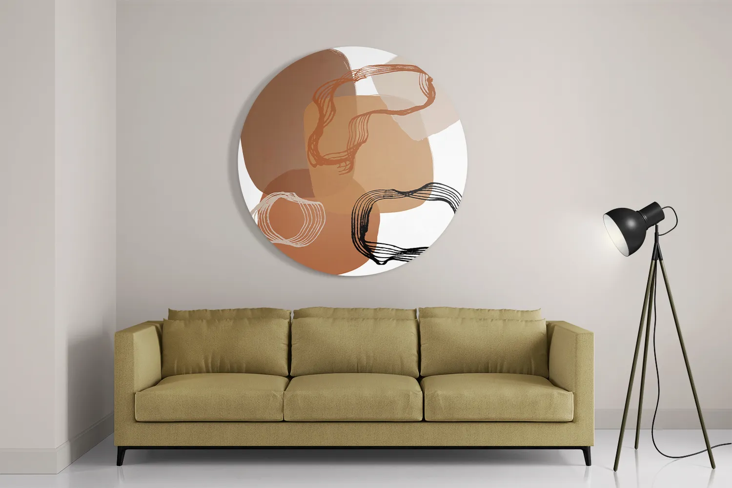 Schilderij Naturel tinten scandinavisch 01 Rond – Muurcirkel Template TP DB Rond Abstract 14 2