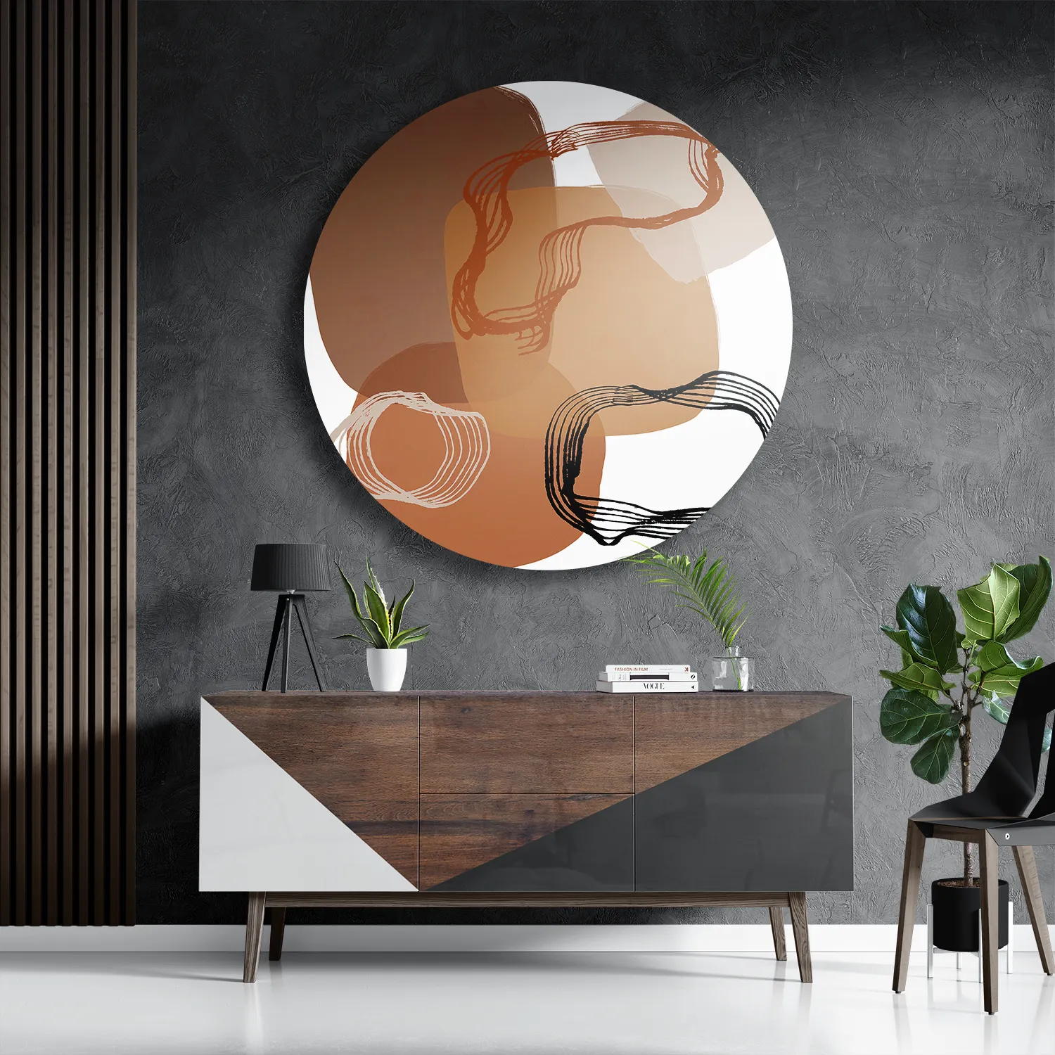 Schilderij Naturel tinten scandinavisch 01 Rond – Muurcirkel Template TP DB Rond Abstract 14 3