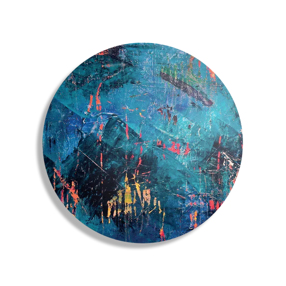 Schilderij Het blauwe schilderwerk Rond – Muurcirkel Template TP DB Rond Abstract 15 1