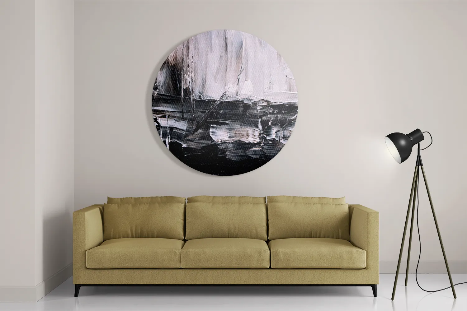 Schilderij Zwart wit schilderwerk Rond – Muurcirkel Template TP DB Rond Abstract 17 2