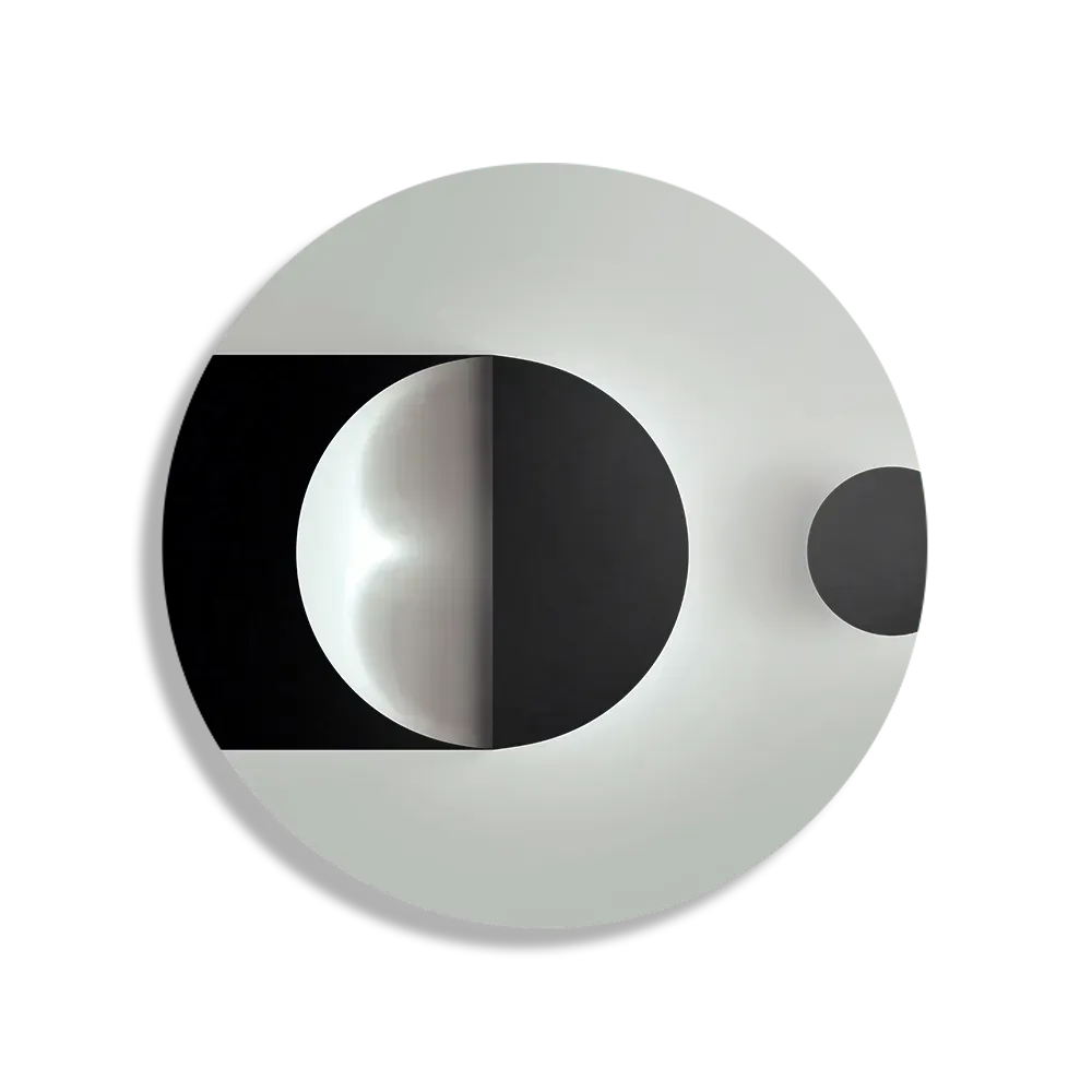 Schilderij Scandinavisch Wit met Zwart Element 01 Rond – Muurcirkel Template TP DB Rond Abstract 21 1