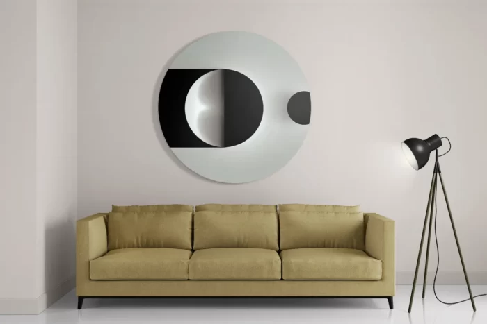 Schilderij Scandinavisch Wit met Zwart Element 01 Rond – Muurcirkel Template TP DB Rond Abstract 21 2