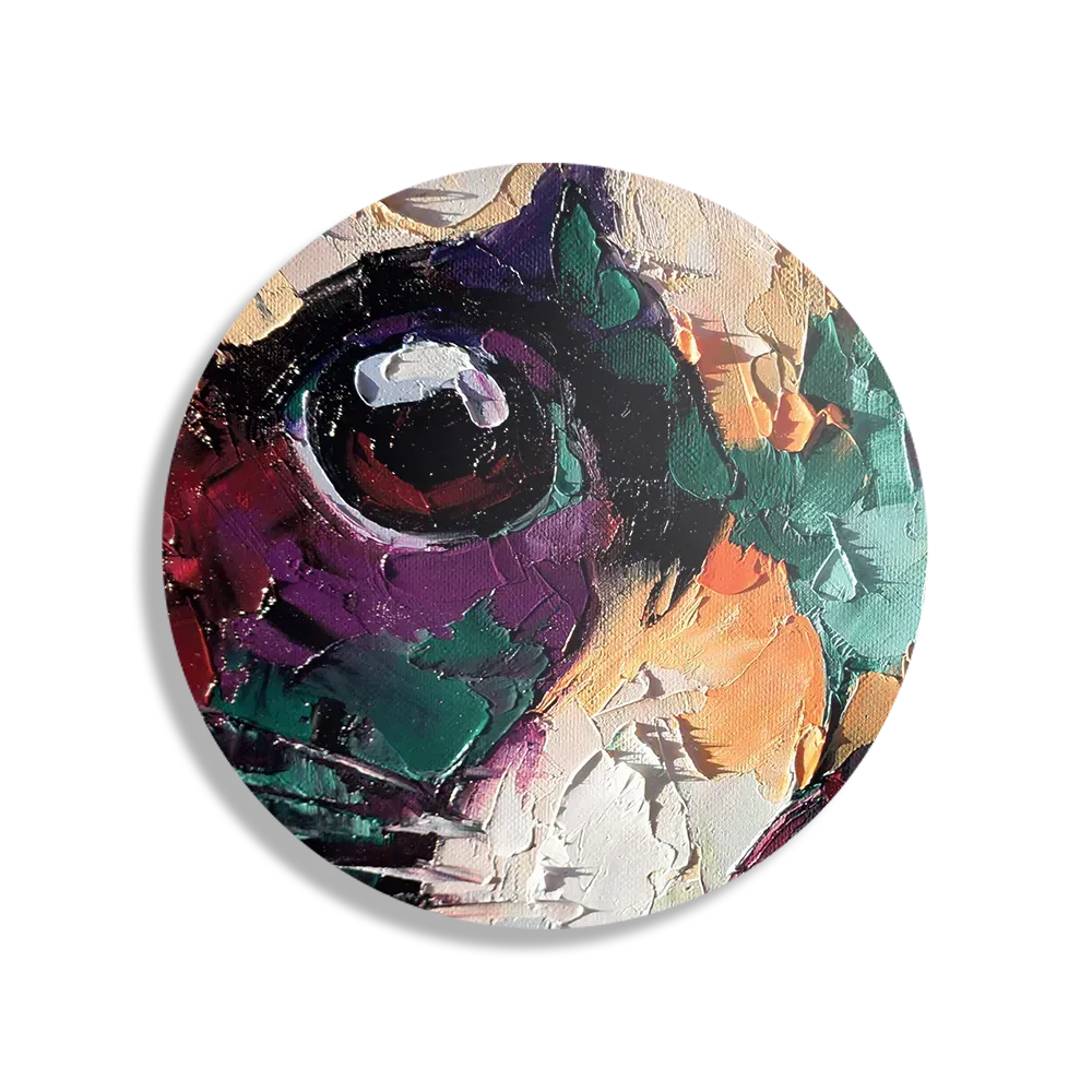 Schilderij Geschilderde Dierenkop in Kleur Rond – Muurcirkel Template TP DB Rond Abstract 42 1
