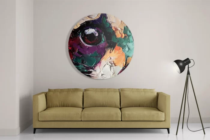 Schilderij Geschilderde Dierenkop in Kleur Rond – Muurcirkel Template TP DB Rond Abstract 42 2