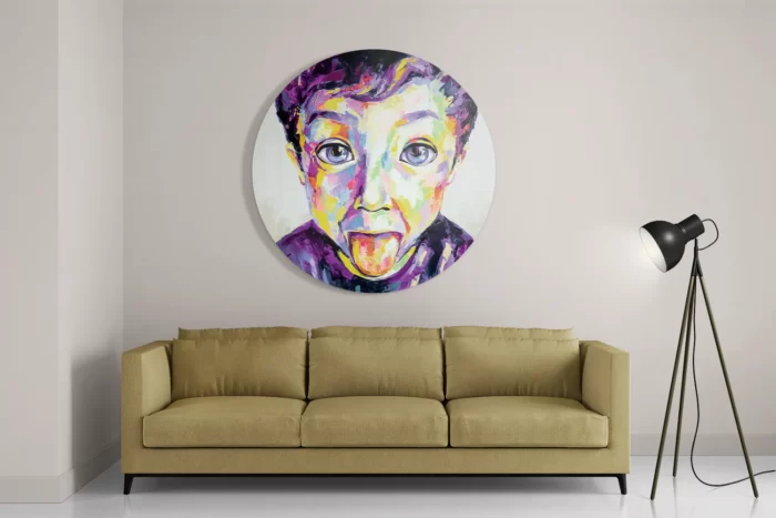 Schilderij The Colored Young Boy Art Rond – Muurcirkel Template TP DB Rond Abstract 55 2