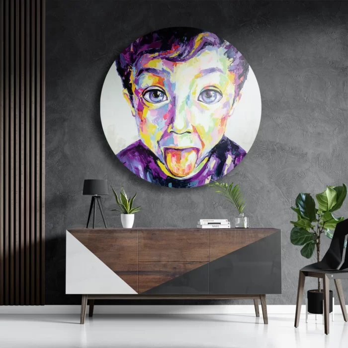 Schilderij The Colored Young Boy Art Rond – Muurcirkel Template TP DB Rond Abstract 55 3