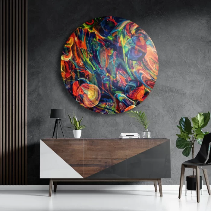 Schilderij Colorfull Art Design Rond – Muurcirkel Template TP DB Rond Abstract 59 3