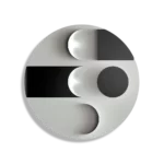 Schilderij Scandinavisch Wit met Zwart Element 02 Rond – Muurcirkel Template TP DB Rond Abstract 62 1