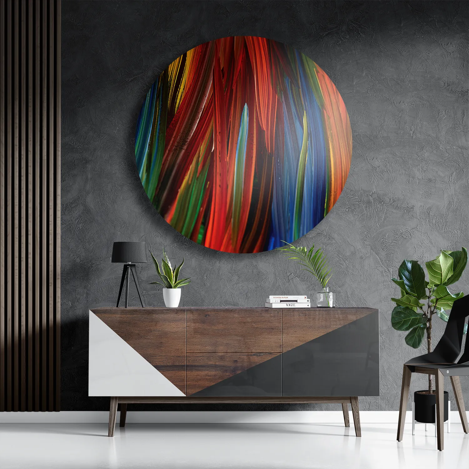 Template_TP_DB_Rond_Abstract_75-3 Schilderij Geschilderde Strepen Kleurrijk Rond – Muurcirkel Template TP DB Rond Abstract 75 3