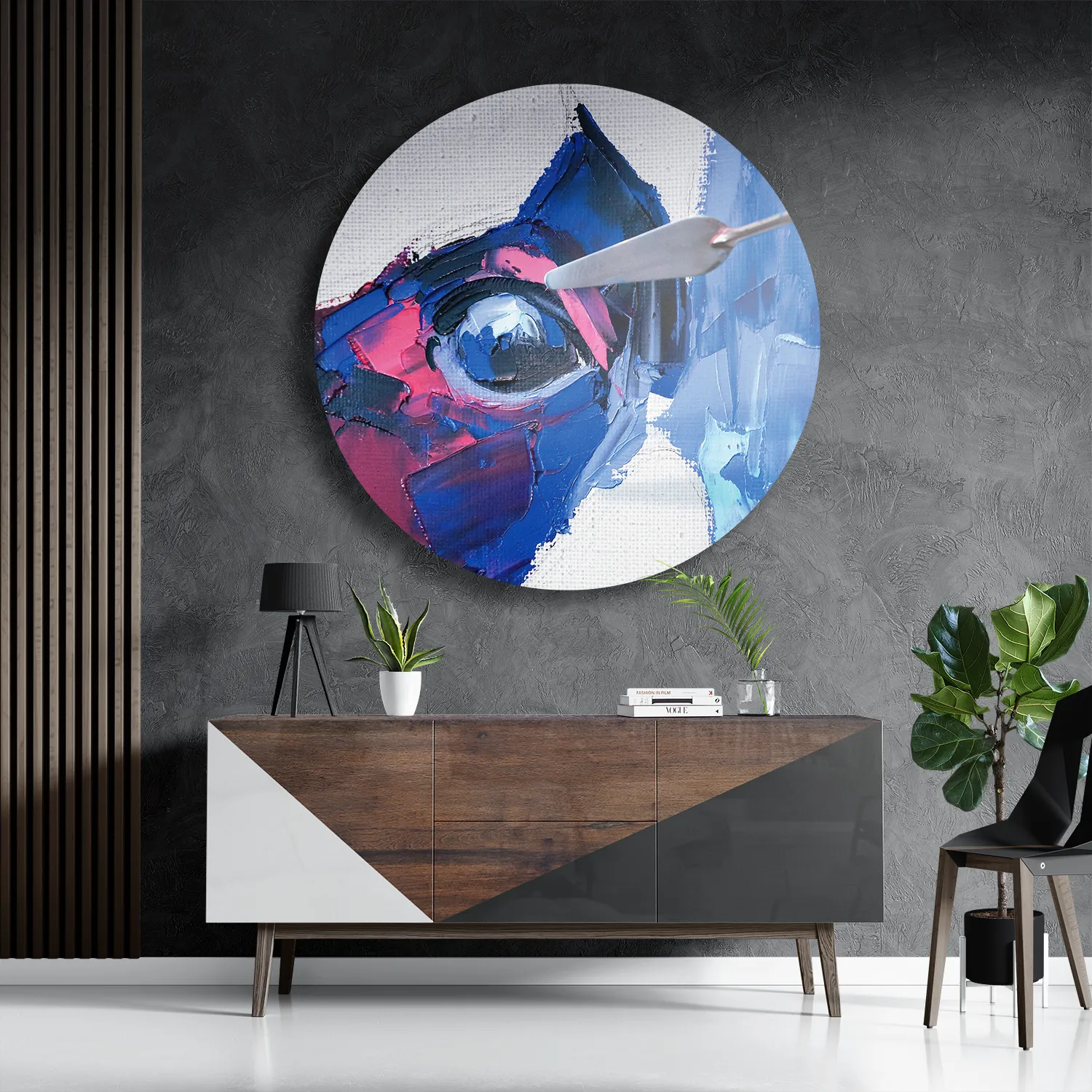 Schilderij Niet Afgeschilderde Dierenkop Kleurrijk Rond – Muurcirkel Template TP DB Rond Abstract 76 3