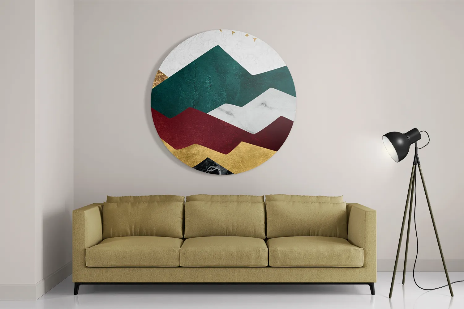 Schilderij Kleurrijke Bergen 03 Rond – Muurcirkel Template TP DB Rond Abstract 80 2
