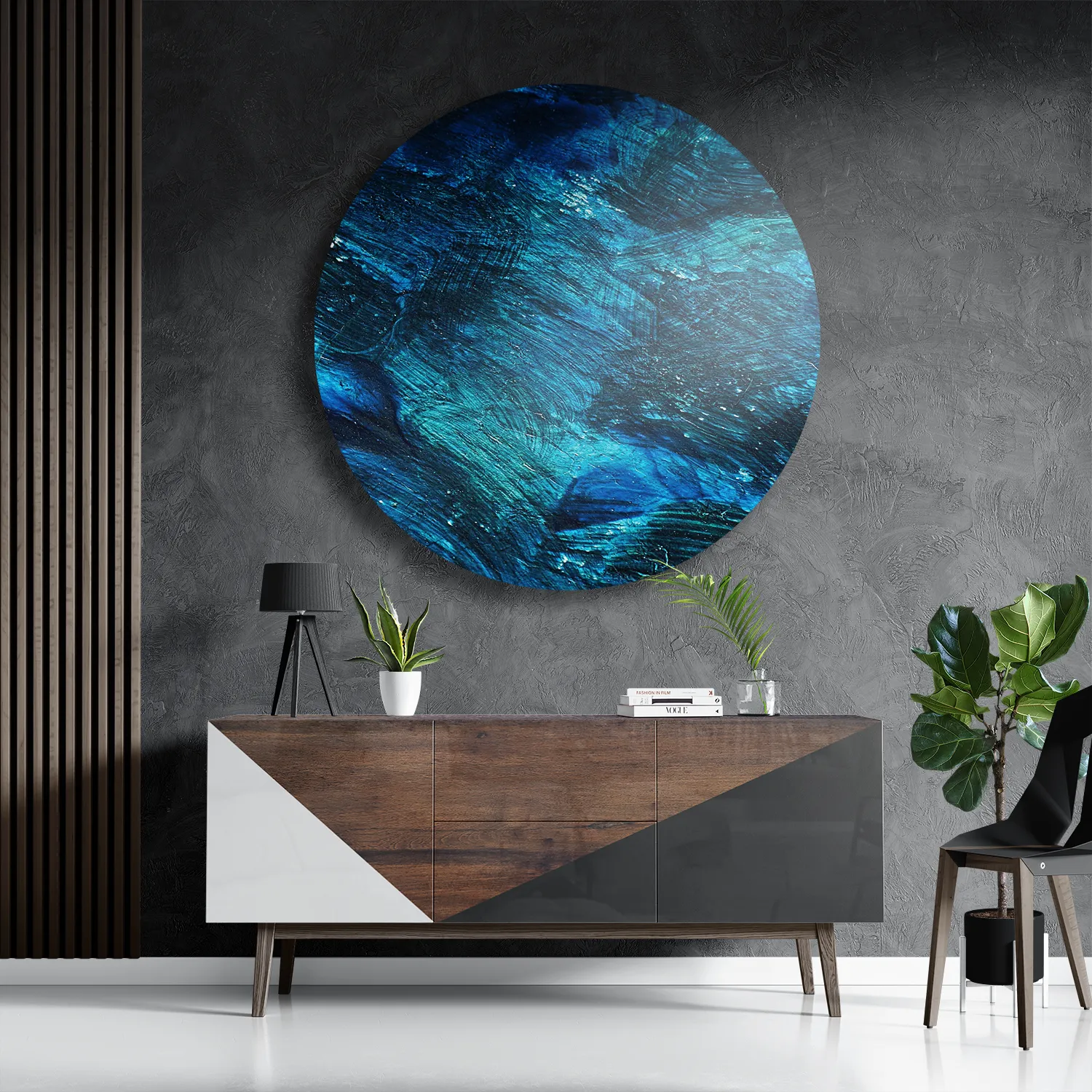 Schilderij Abstrat Blauw Rond – Muurcirkel Template TP DB Rond Abstract 84 3