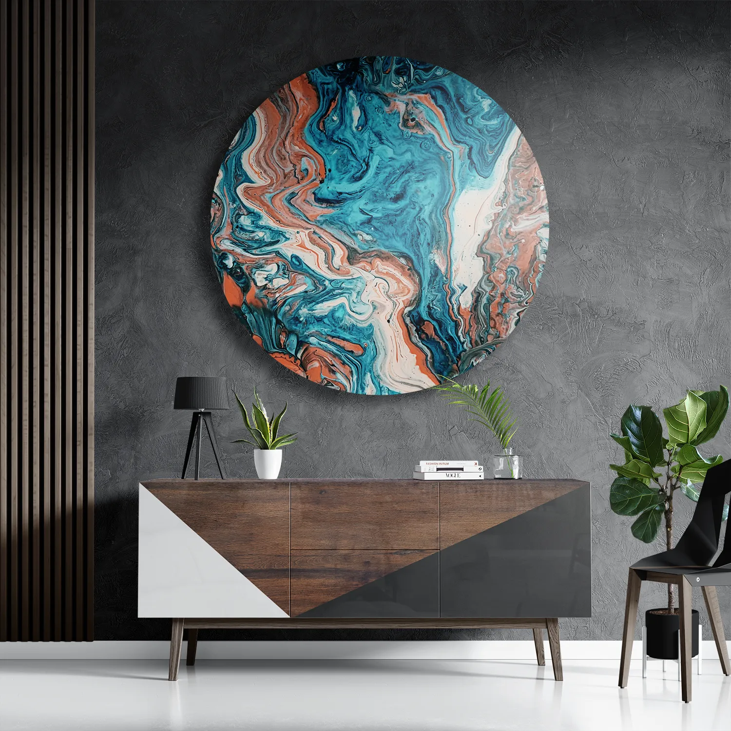 Schilderij Painted Colored Rond – Muurcirkel Template TP DB Rond Abstract 85 3