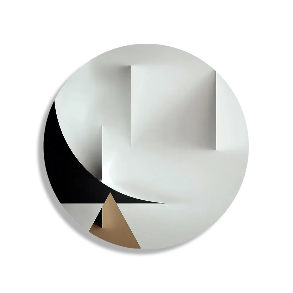 Schilderij Scandinavisch Wit met Goudkleurig Element 02 Rond – Muurcirkel Template TP DB Rond Abstract 91 1