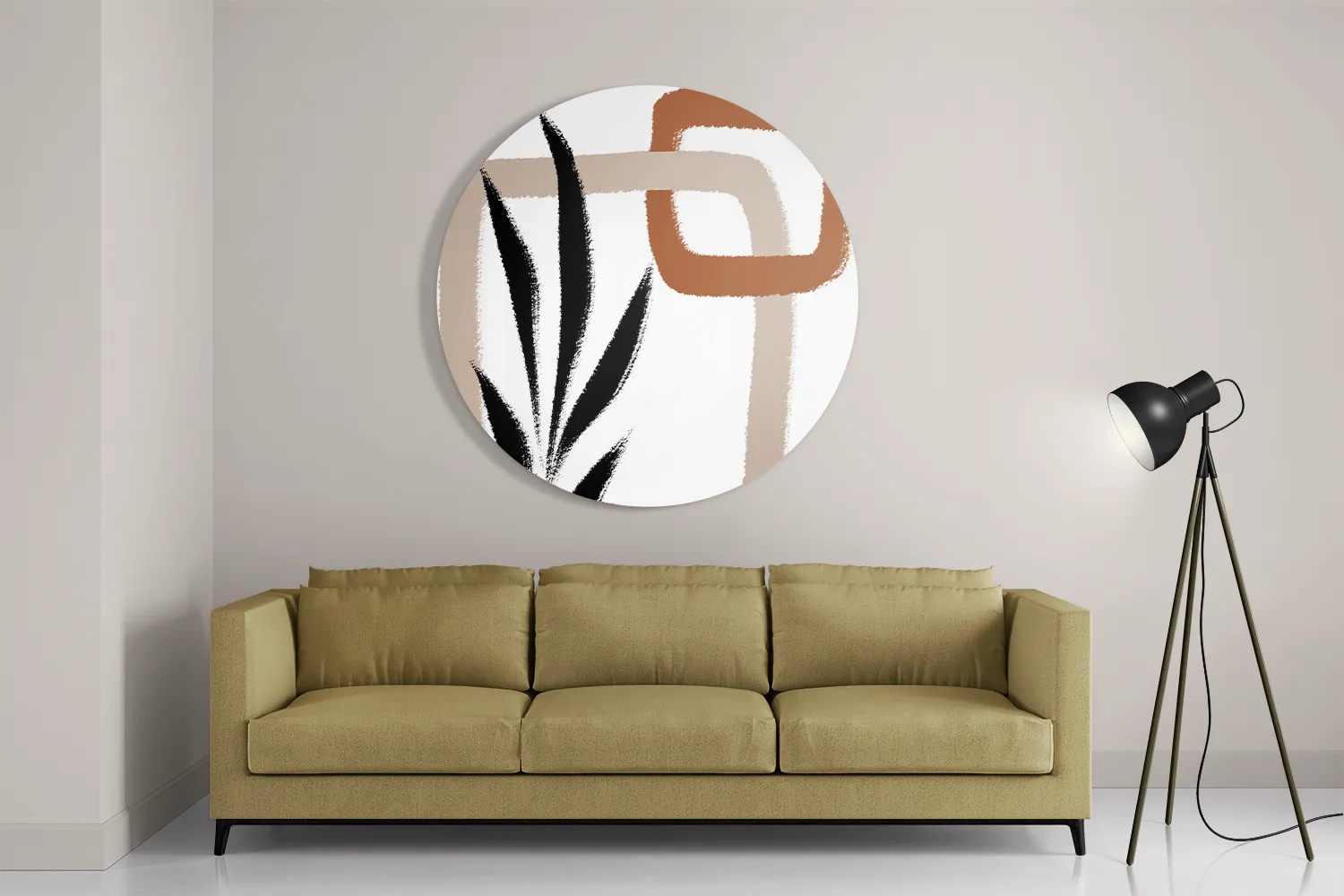 Schilderij Naturel tinten scandinavisch 02 Rond – Muurcirkel Template TP DB Rond Abstract 97 2