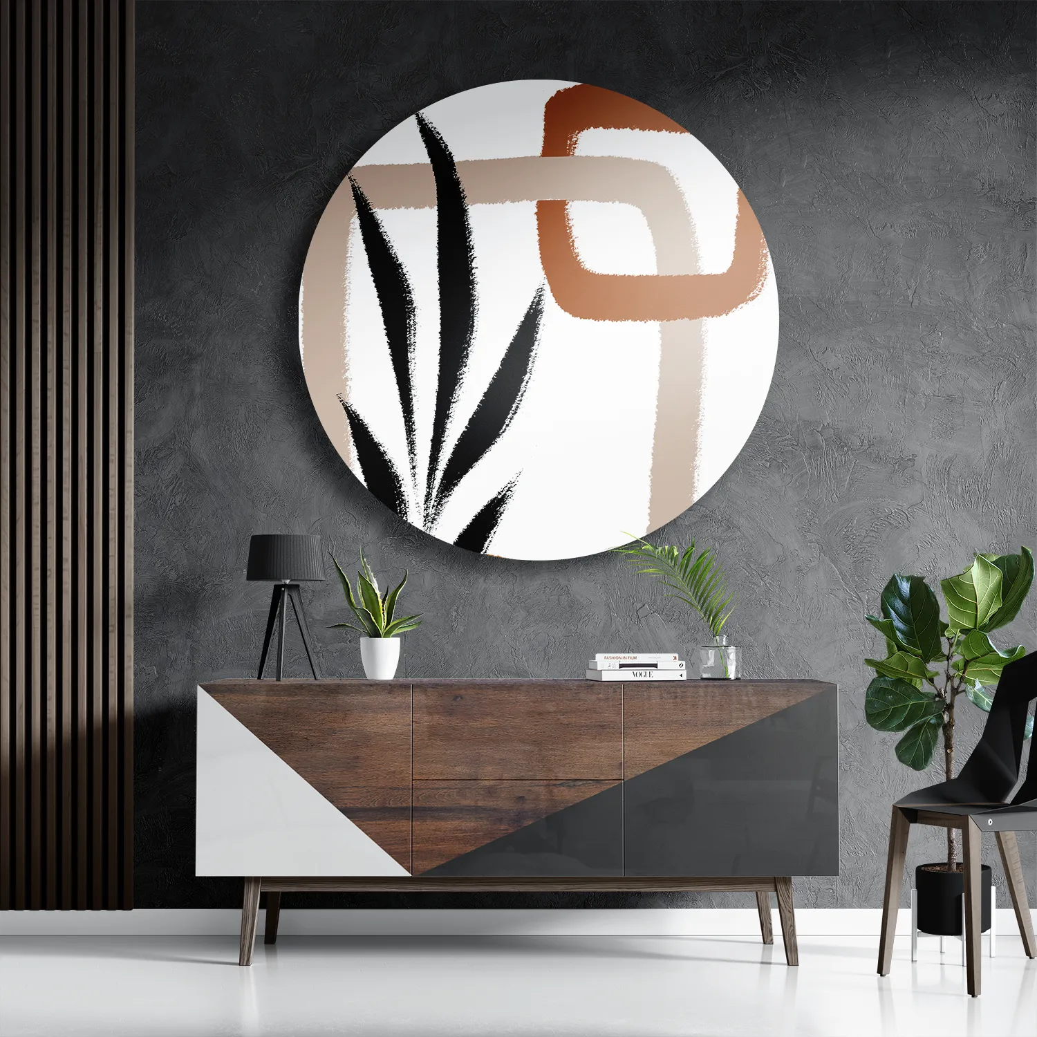 Schilderij Naturel tinten scandinavisch 02 Rond – Muurcirkel Template TP DB Rond Abstract 97 3