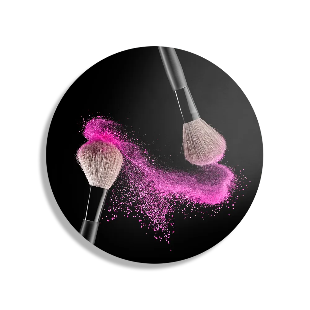 Schilderij Make up Poederkwasten Roze Rond – Muurcirkel Template TP DB Rond Beauty 1 1