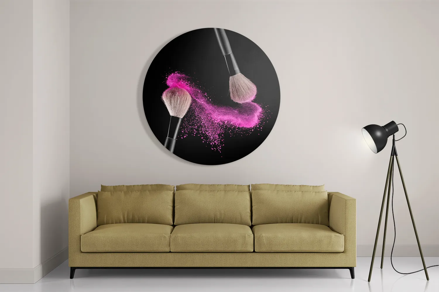 Schilderij Make up Poederkwasten Roze Rond – Muurcirkel Template TP DB Rond Beauty 1 2