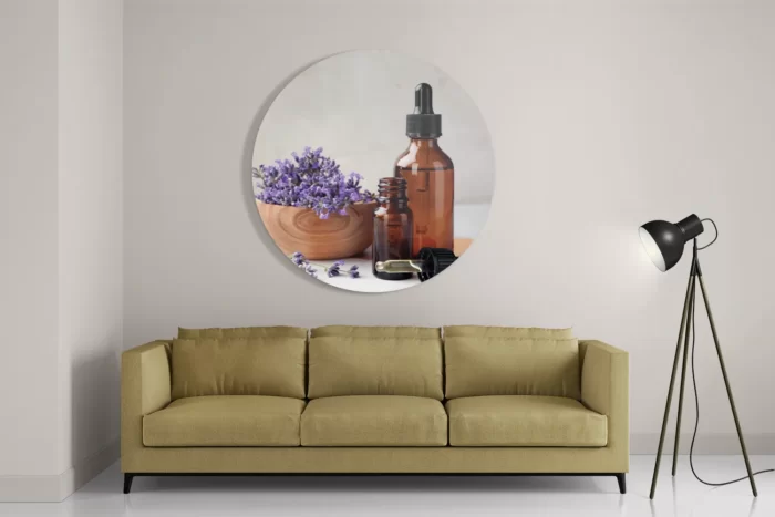 Schilderij Beautysalon Lavendel Marmer 01 Rond – Muurcirkel Template TP DB Rond Beauty 12 2