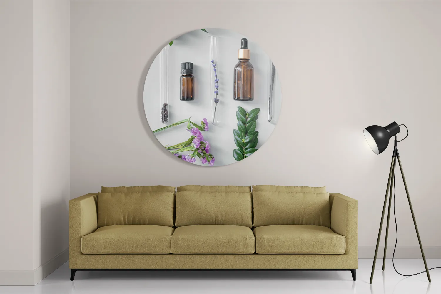 Schilderij Beautysalon Planten Marmer Rond – Muurcirkel Template TP DB Rond Beauty 15 2