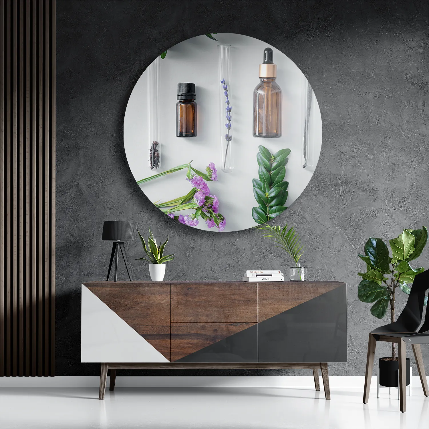 Schilderij Beautysalon Planten Marmer Rond – Muurcirkel Template TP DB Rond Beauty 15 3