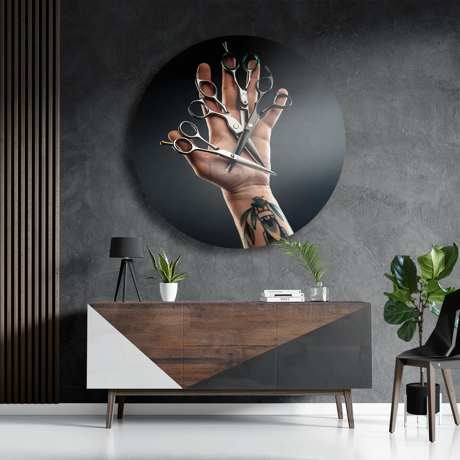 Schilderij Barber Shop 01 Rond – Muurcirkel Template TP DB Rond Beauty 16 3