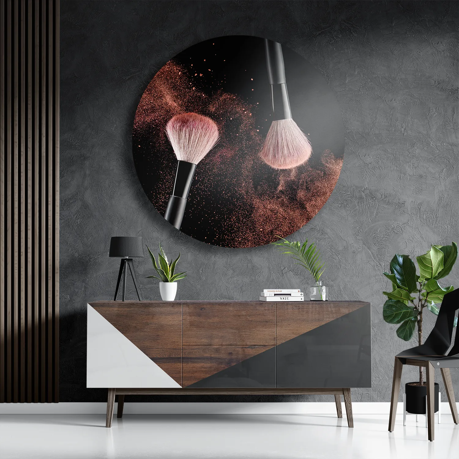 Schilderij Make up Poederkwast Naturel Rond – Muurcirkel Template TP DB Rond Beauty 2 3