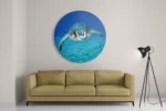 Schilderij Zeeschildpad In Helderblauw Water 01 Rond – Muurcirkel Template TP DB Rond Dieren 21 2