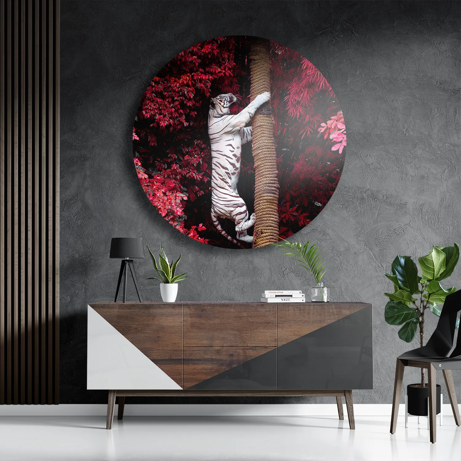 Schilderij De Witte Tijger Rond – Muurcirkel Template TP DB Rond Dieren 28 3