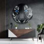 Schilderij Lion With Blue Eyes Rond – Muurcirkel Template TP DB Rond Dieren 42 3