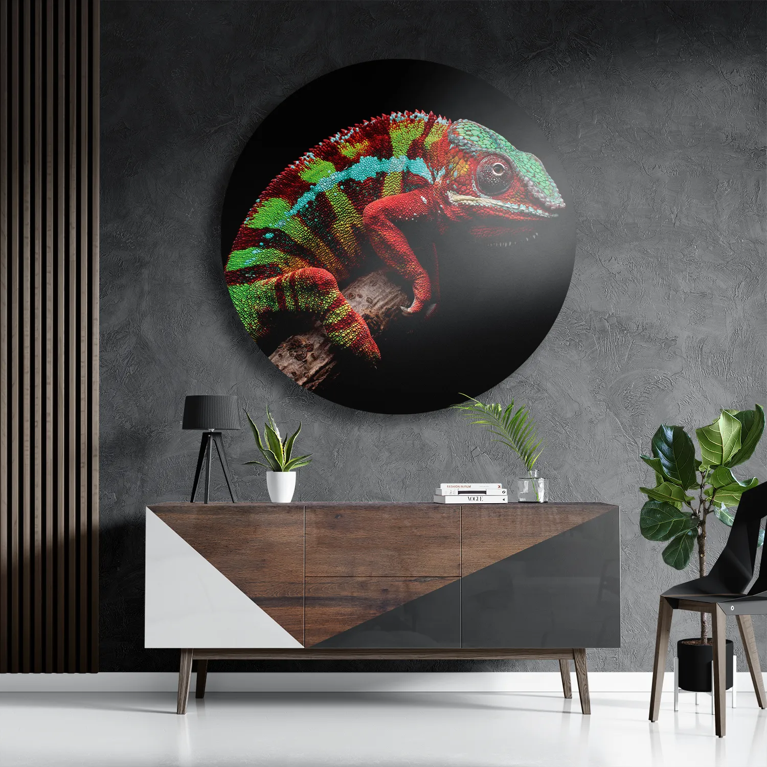 Schilderij De Kameleon Rond – Muurcirkel Template TP DB Rond Dieren 46 3