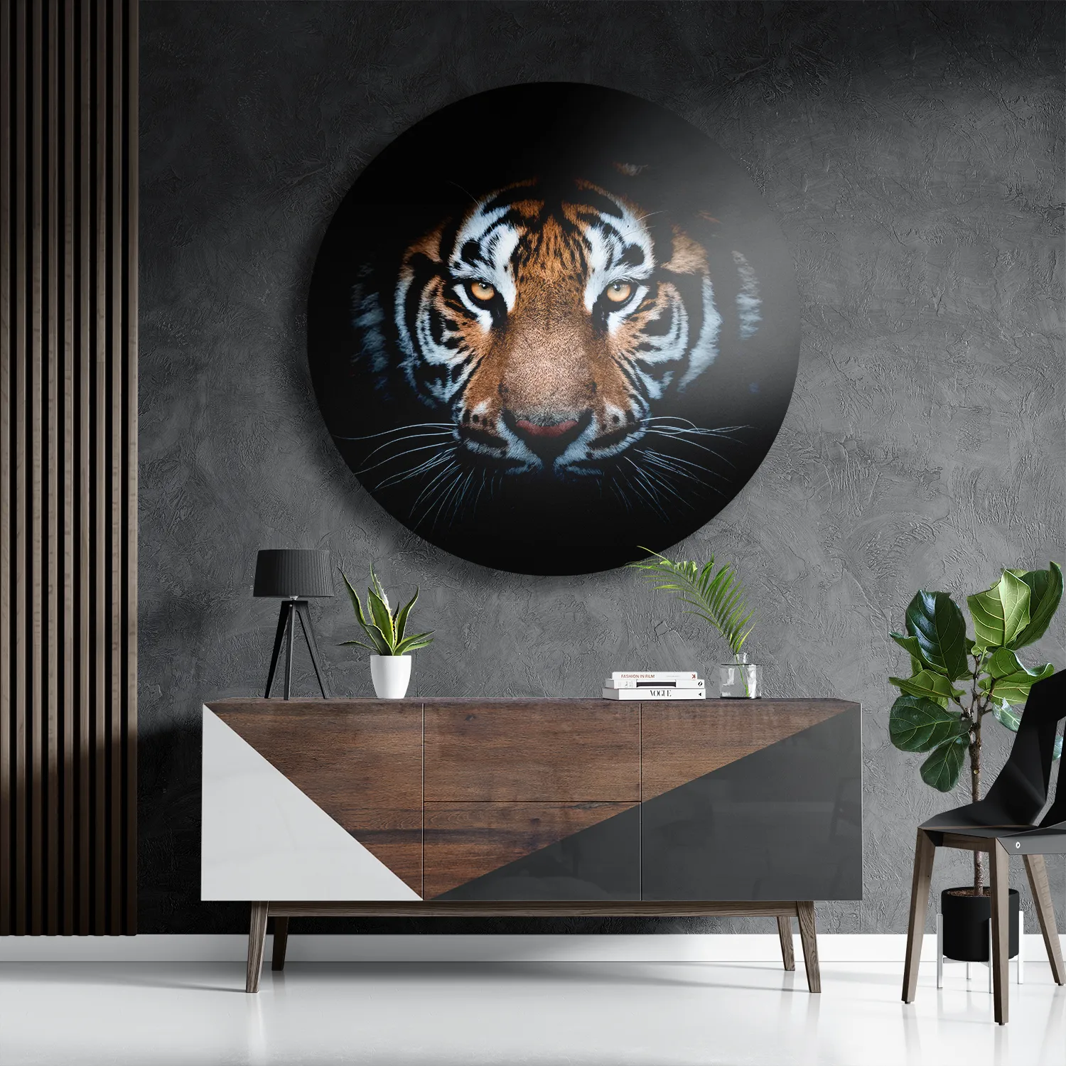 Schilderij De Gevaarlijke Tijger Rond – Muurcirkel Template TP DB Rond Dieren 62 3