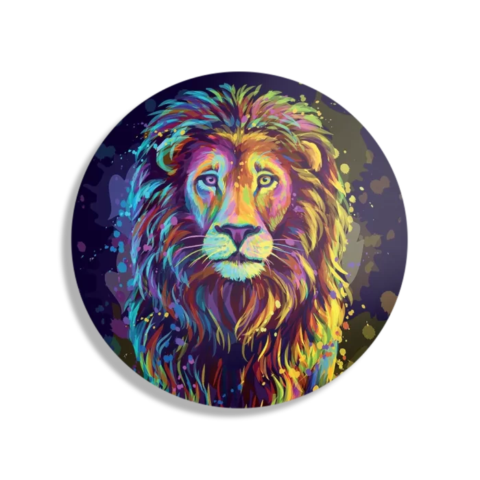 Schilderij Colored Lion Rond – Muurcirkel Template TP DB Rond Dieren 64 1