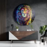 Schilderij Colored Lion Rond – Muurcirkel Template TP DB Rond Dieren 64 3