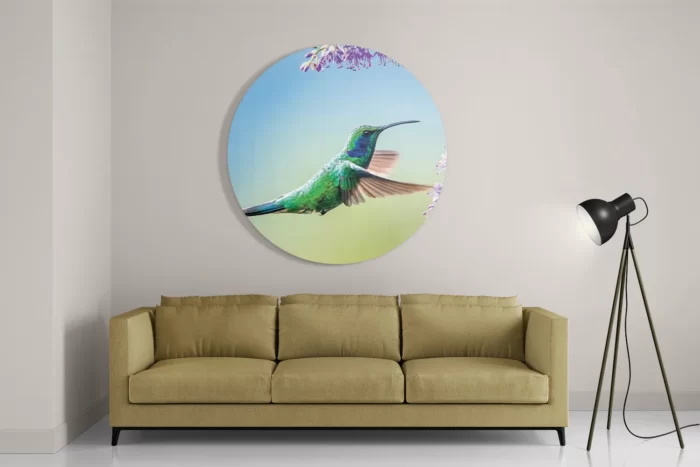 Schilderij Colibri Onderweg Naar Lavendel Rond – Muurcirkel Template TP DB Rond Dieren 66 2