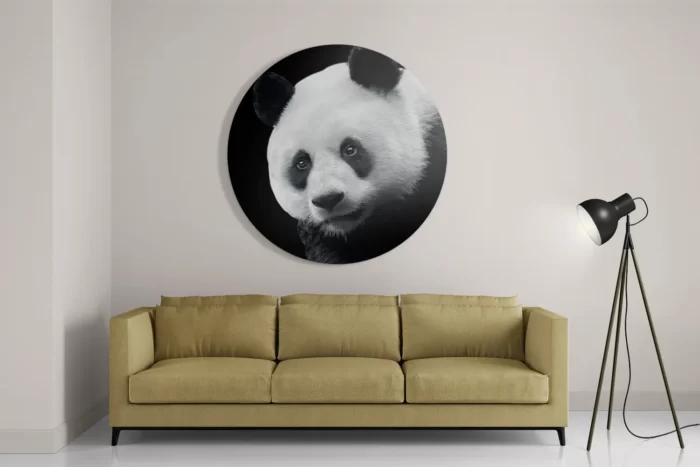 Schilderij Pandabeer Zwart Wit 02 Rond – Muurcirkel Template TP DB Rond Dieren 74 2