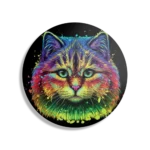 Schilderij Colored Cat Rond – Muurcirkel Template TP DB Rond Dieren 76 1