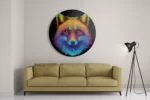 Schilderij Colored Wolf Rond – Muurcirkel Template TP DB Rond Dieren 77 2