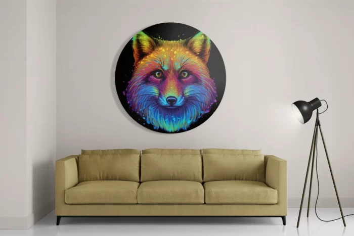 Schilderij Colored Wolf Rond – Muurcirkel Template TP DB Rond Dieren 77 2