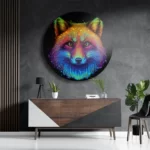 Schilderij Colored Wolf Rond – Muurcirkel Template TP DB Rond Dieren 77 3