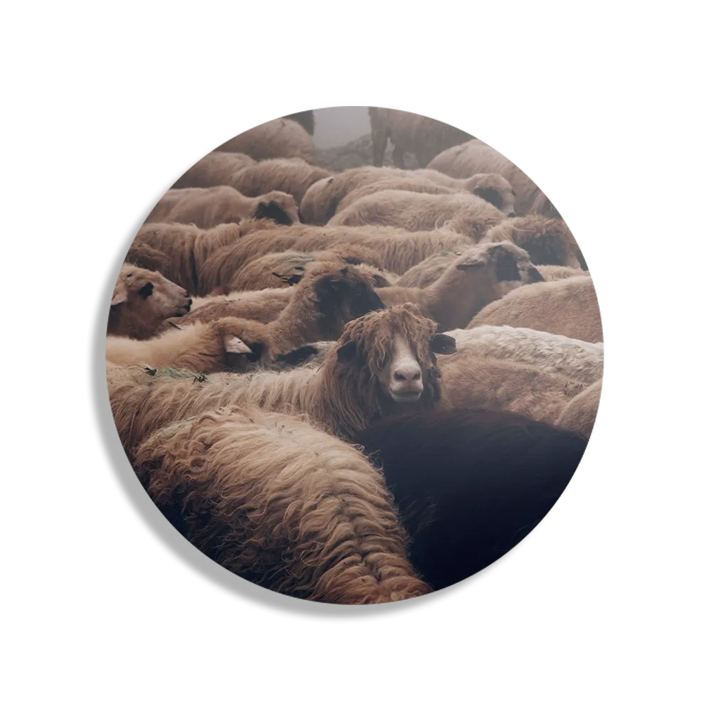 Schilderij Kudde Schapen Rond – Muurcirkel Template TP DB Rond Dieren 8 1