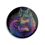 Schilderij Colored Wolves Rond – Muurcirkel Template TP DB Rond Dieren 80 1