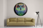 Schilderij Colored Owl 01 Rond – Muurcirkel Template TP DB Rond Dieren 82 2